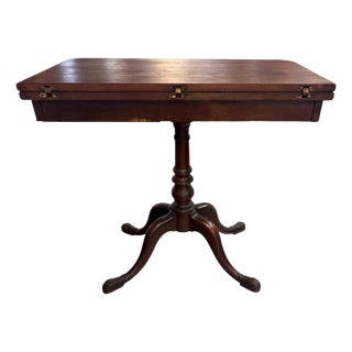 Antique Style Mahogany Card Table With Carved Cabriole Legs For Sale