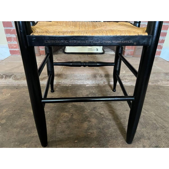 Pair of Vintage L. Hitchcock Late Federal Style Grain-Painted & Gilt-Stenciled "Fancy" Rush Seat Armchairs For Sale - Image 10 of 17