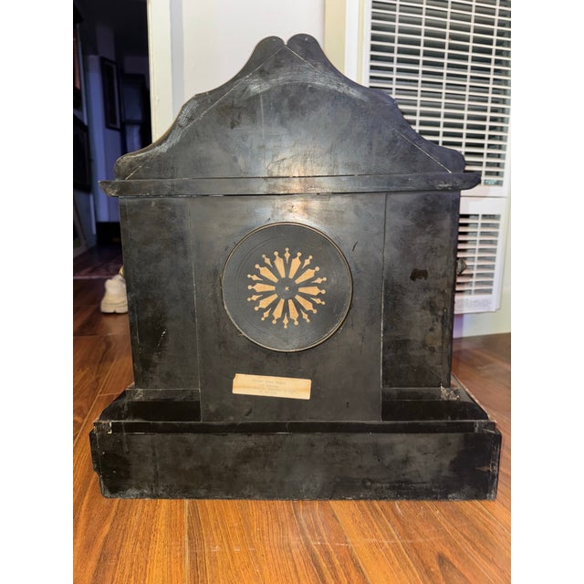 19th Century French Stone Mantel Clock With Greco Roman Motifs & Open Escapement For Sale - Image 10 of 10
