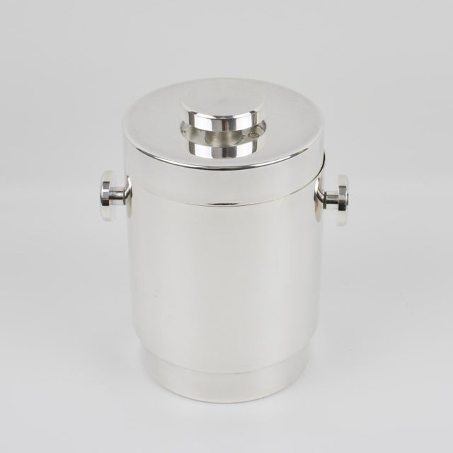 Mid-Century Modern Lancel Paris Modernist Barware Silver Plate Ice Bucket Cooler, circa 1970 For Sale - Image 3 of 13