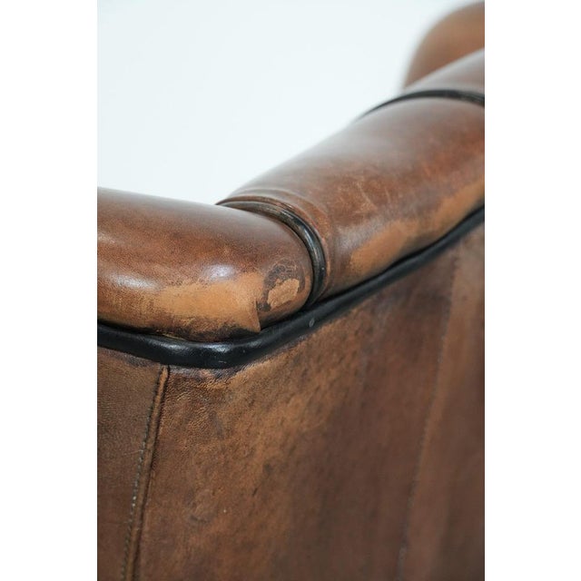Sheepskin Wing Chair in Leather For Sale - Image 13 of 14