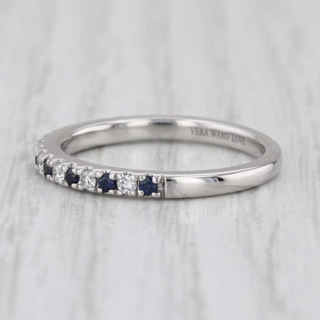 Metal Vera Wang Love 0.29ctw Sapphire Diamond Band 14k Gold Stackable Wedding Ring, Size 6.5 For Sale - Image 7 of 9