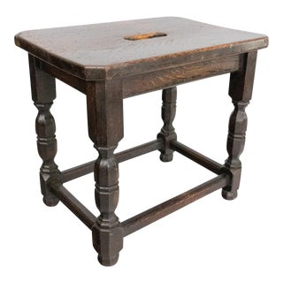 Early English Oak Beveled Footstool For Sale