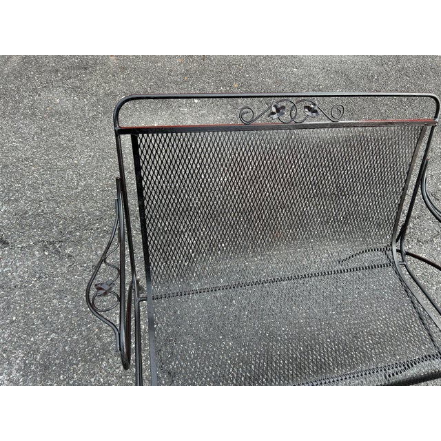 Russell Woodard Vintage Woodard Wrought Iron Patio Bench, Attributed For Sale - Image 4 of 4