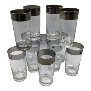 Dorothy Thorpe Platinum Band Highball Glasses-Set of 12 For Sale