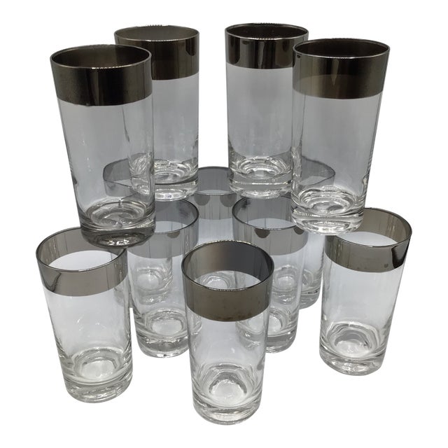 Dorothy Thorpe Platinum Band Highball Glasses-Set of 12 For Sale