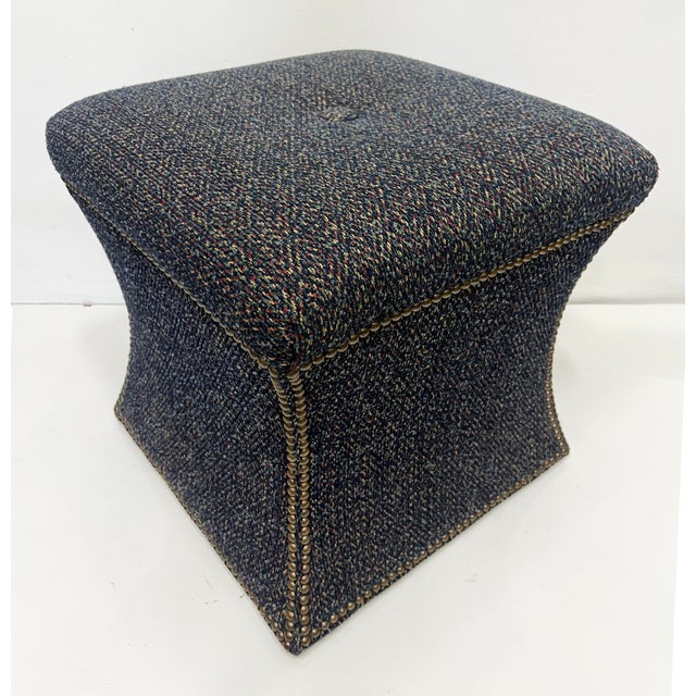 Metal Cami Stools or Ottomans Upholstered With Nail Head Trim, Pair For Sale - Image 7 of 9