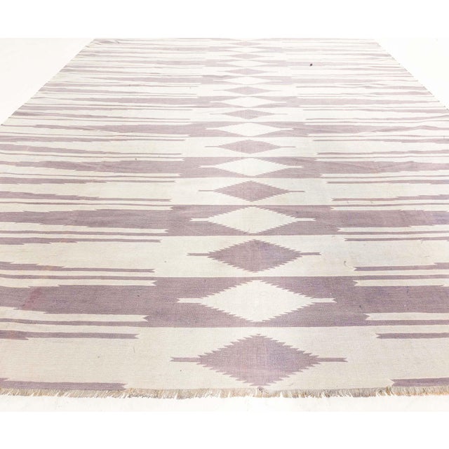 Indian Doris Leslie Blau Vintage Indian Dhurrie Rug For Sale - Image 3 of 9