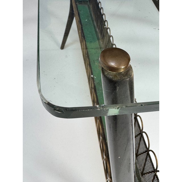 Cesare Lacca Italian Console Table in Walnut, Brass, Italy 1950s For Sale - Image 16 of 17
