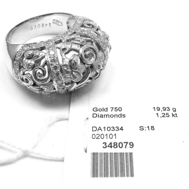 2000 - 2009 Carrera Y Carrera Taj Mahal 18k White Gold Diamond Ring Cert., size 8 For Sale - Image 5 of 8