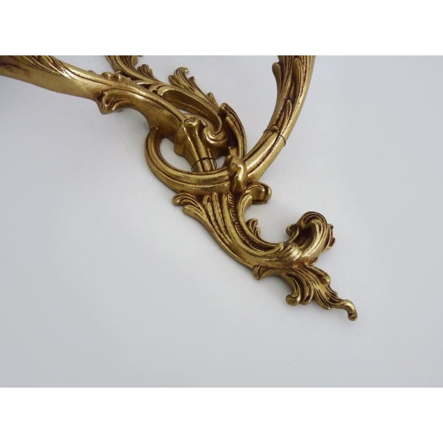 Metal Bronze Double-Light Wall Sconces with Acanthus Leaves, 1960s, Set of 2 For Sale - Image 7 of 10