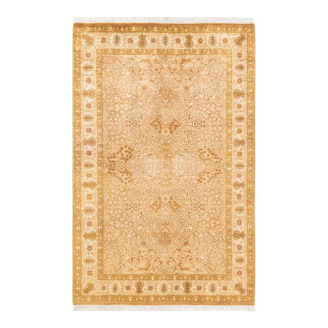 Yellow Mogul, One-of-a-Kind Hand-Knotted Area Rug in Yellow, 4' 8" x 7' 3" For Sale - Image 8 of 8