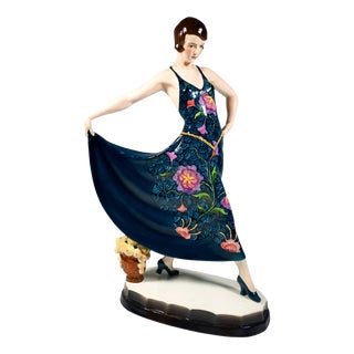 Large Art Deco Lilian Harvey in Spanish Dance Figurine by Stephan Dakon for Goldscheider, 1927 For Sale