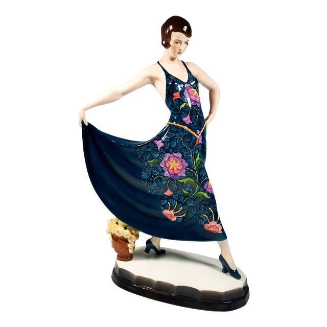 Large Art Deco Lilian Harvey in Spanish Dance Figurine by Stephan Dakon for Goldscheider, 1927 For Sale