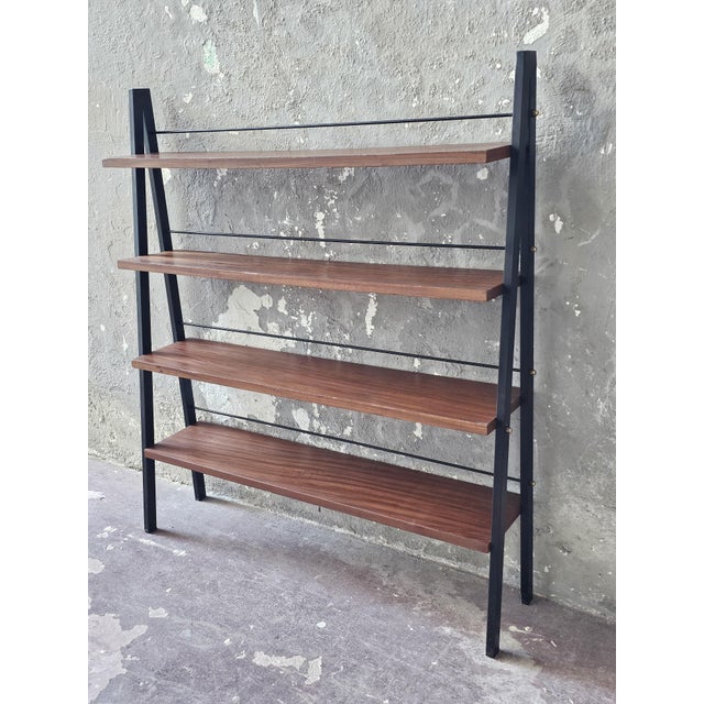 Brown Italian Teak Bookcase, 1960s For Sale - Image 8 of 8