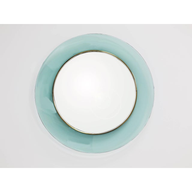 Fontana Arte Large Vintage Mirror with Curved Colored Glass by Max Ingrand for Fontana Arte, 1960 For Sale - Image 4 of 9