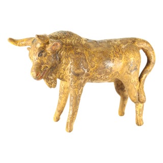 Early 20th C. Earthenware Pottery Bull Figurine Coin Bank, Mexico For Sale