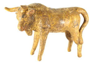 Early 20th C. Earthenware Pottery Bull Figurine Coin Bank, Mexico
