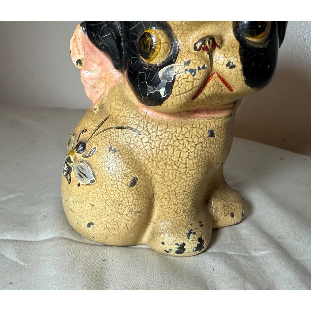 1920s Antique Original Grace Drayton Cast Iron Hubley Dog Bee Coin Still Bank 1900s For Sale - Image 5 of 13