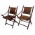 Pair of faux bamboo leather and wood folding campaign chairs with brass hardware on the arm straps and brass details in...