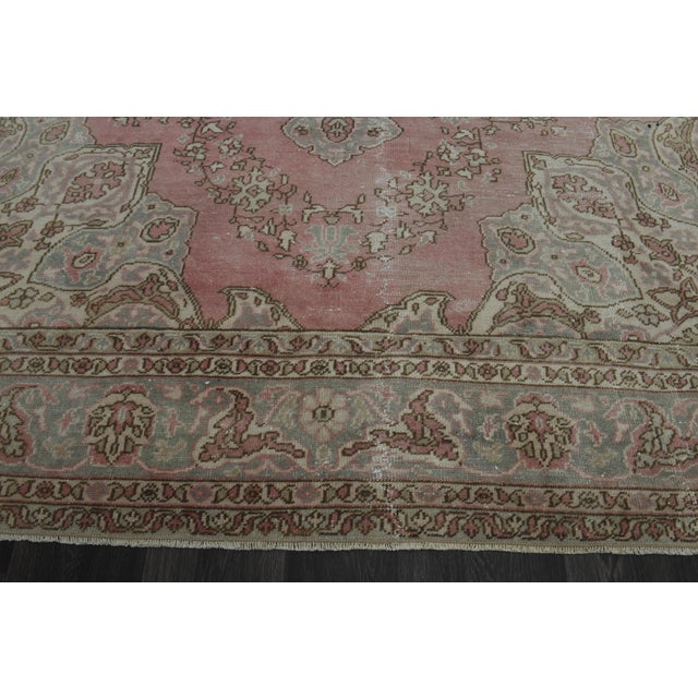 1970s 1970s Vintage Persian Handmade Wool Cotton Pink Area Rug For Sale - Image 5 of 11