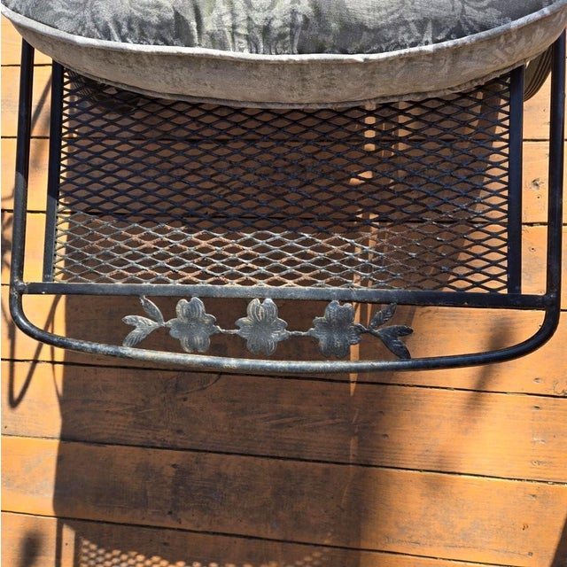 Traditional Late 20th Century Wrought Iron Chaise Lounge With Cushions on Wheels For Sale - Image 3 of 10