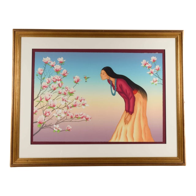 Framed Signed R C Gorman Limited-Edition 54/150 Lithograph "Tulip Tree" For Sale