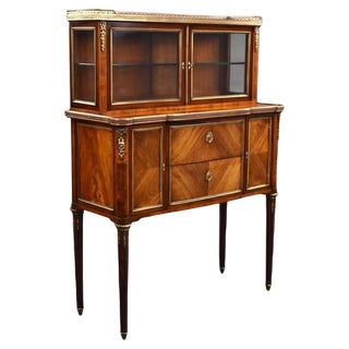 French Walnut Commode with Glass Top, 1870s For Sale