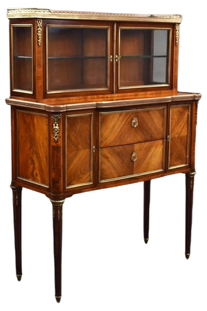 French Walnut Commode with Glass Top, 1870s
