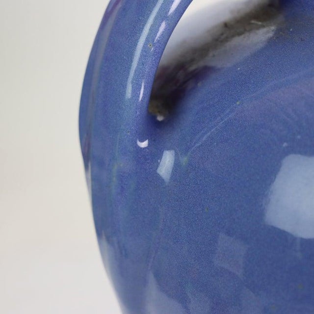 Large Antique Zanesville Blue Art Pottery Floor Vase C1930 For Sale - Image 9 of 14