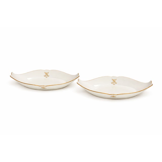 Ceramic Monogrammed N Serving Dishes from Sevres Porcelain, Set of 2 For Sale - Image 7 of 7