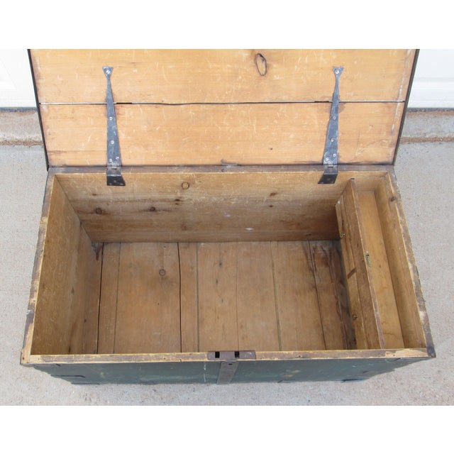 Antique Green Maritime Seaman’s Chest Ship Chest For Sale - Image 4 of 18