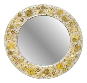 Mirror with Gear Inclusions attributed to Pierre Giraudon, 1970s