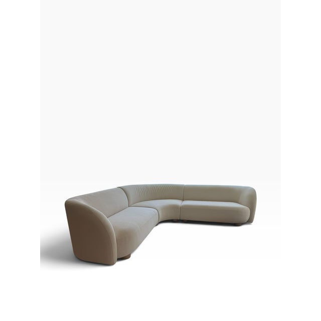 Ivory West Elm Laurent 3-Piece Sculptural L-Shaped Wedge Sectional in Ivory Performance Upholstery For Sale - Image 8 of 18