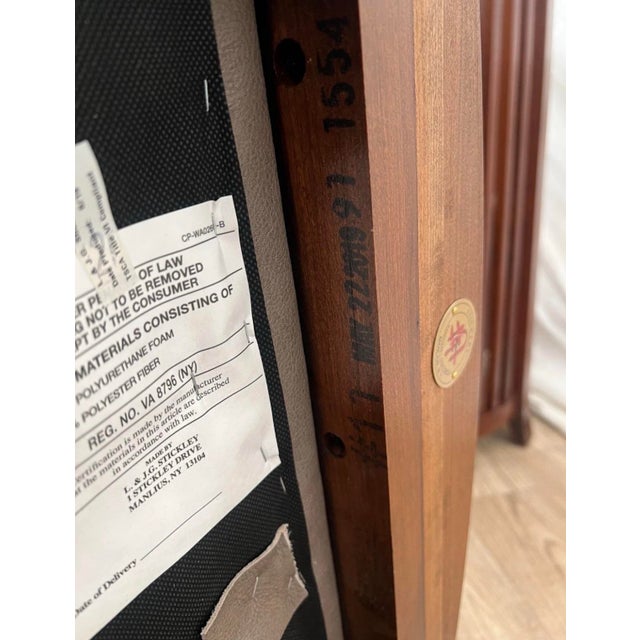 Rare Set of Stickley Lounge Chairs Spindle Barrel Back Solid Cherry, Leather 1a For Sale - Image 12 of 12