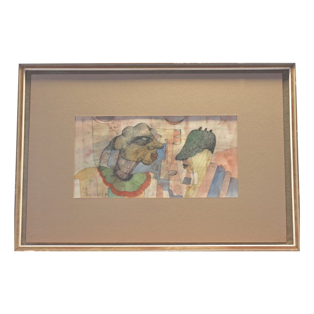 Figuren, Gunther Temech, NY, 1980, Ink and Watercolors For Sale