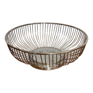 Vintage Leonard Silverplated Wire Work Round Bread Basket For Sale