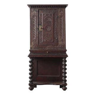 Antique Danish Baroque Cabinet, 1676 For Sale