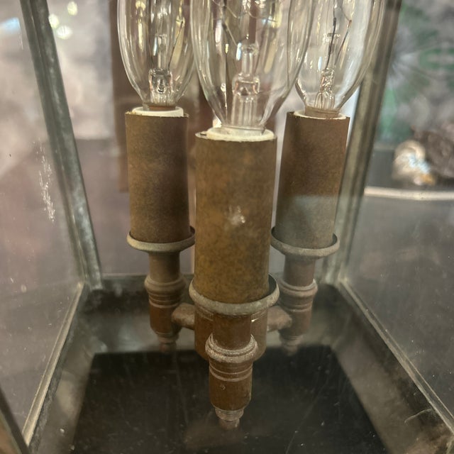 Antique Rustic Metal Lantern Light For Sale - Image 4 of 12