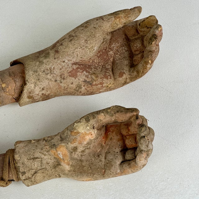 Salvaged Pair 0f Coney Island Wax Museum Lifecast Wax Hands With Paper Support For Sale - Image 11 of 11