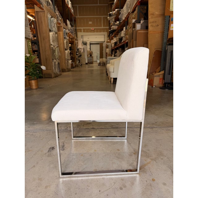 Phillips Phillips Collection White Dining Chair With Stainless Steel Legs For Sale - Image 4 of 5