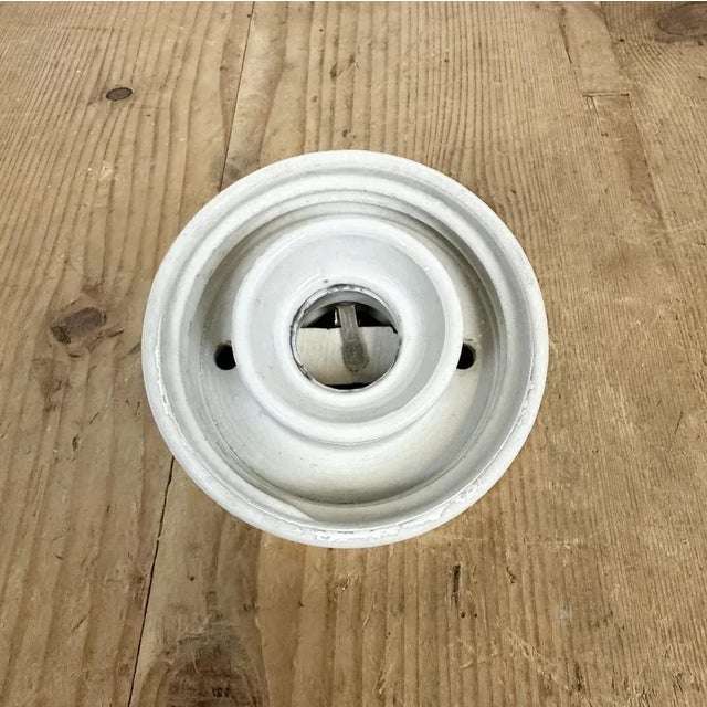 White Vintage White Porcelain Wall Light with Milk Glass, 1970s For Sale - Image 8 of 12