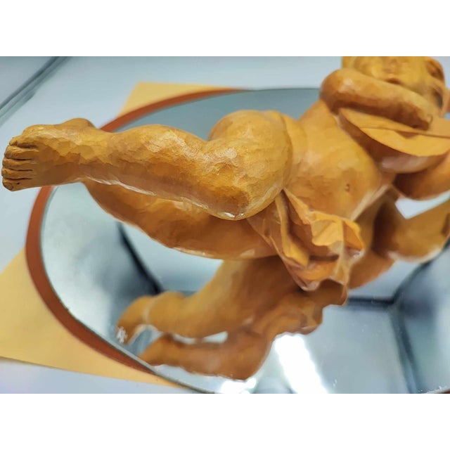 Art Deco Wooden Putto Figure Playing Zither, 1920s-1940s For Sale - Image 6 of 7
