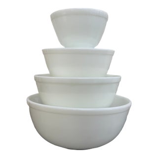 1950s Pyrex True Opal White Nesting Mixing Bowl Unmarked Milk Glass No Pattern For Sale