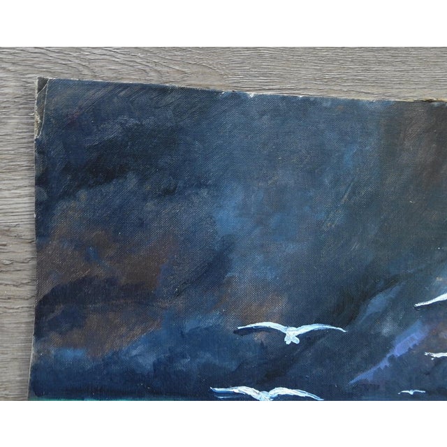 Mid 20th century oil on canvas board rocky coastal seascape painting by John Martini Watermulder (20th century) American....