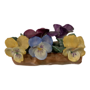 Antique Coalport Bone China Delicate Flowers in Log