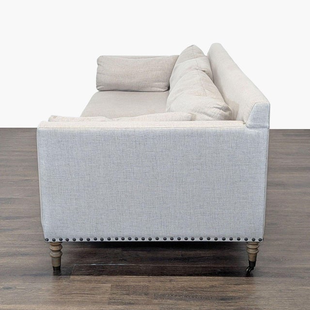 Modern Pottery Barn Tallulah 3-Seat Neutral Sofa With Wooden Legs For Sale - Image 3 of 10