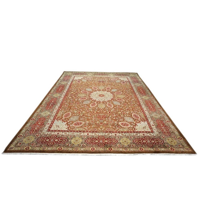 Condition: Antique Circa: 1930s Origin: Persia Design: Tabriz Actual size: 9'9" x 13'6" Thickness: 1/4 In. Color: Brown,...
