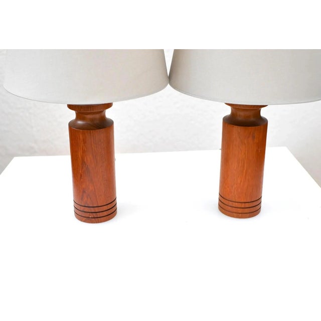 Large Mid-Century Modern Danish Teak Table Lamps, Set of 2 For Sale - Image 4 of 13
