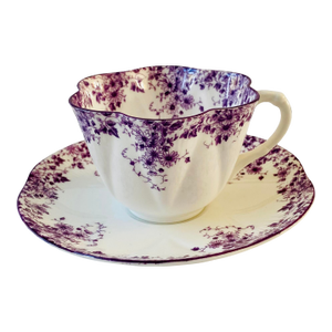1930s Shelley Dainty Mauve Fine Bone China Teacup and Saucer